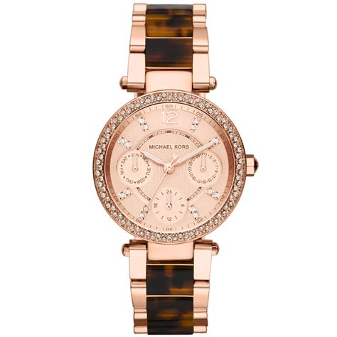 michael kors parker gold-tone stainless steel and tortoise acetate watch|Ladies Parker Watch in Tortoise Acetate and Rose Gold Tone .